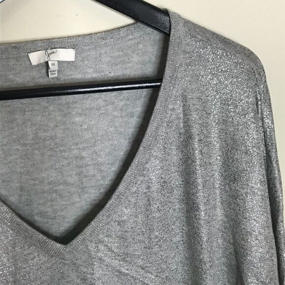 Joie Sz M shiny silver metallic toned t shirt - Picture 1 of 7